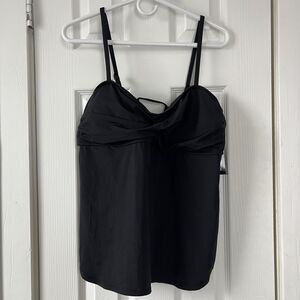 A.n.a Women’s X-Large Black Tankini Swim Top NWT, Adjustable Straps, Tie-Back